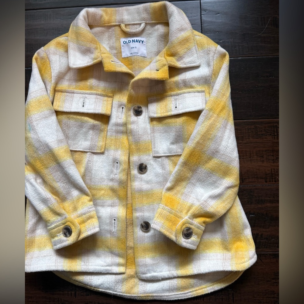 Old Navy Kids Yellow and Cream Plaid Blazer